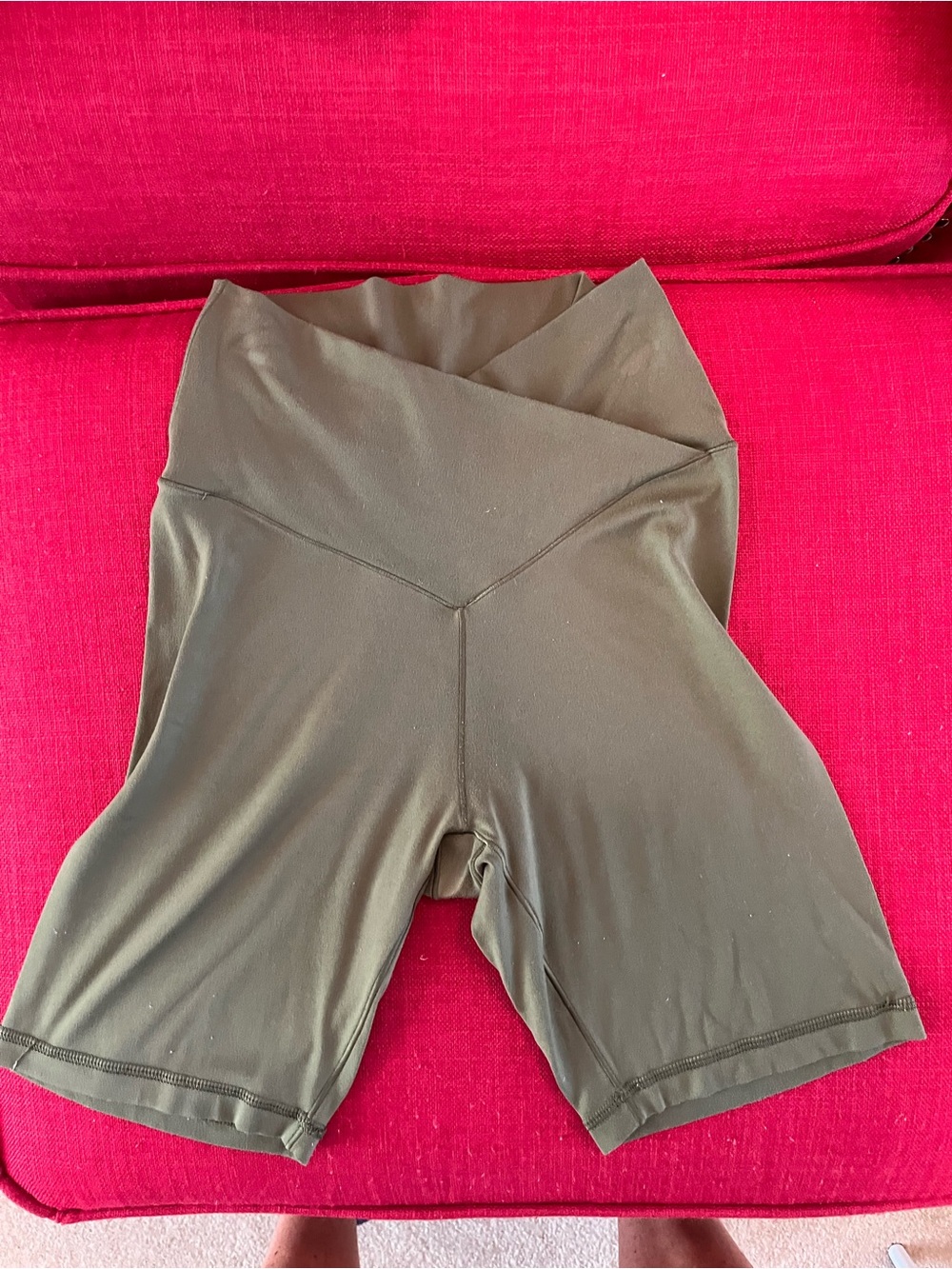 aerie Olive Green High-Rise Bike Shorts